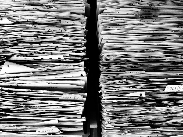 Image of lots of paperwork in open storage